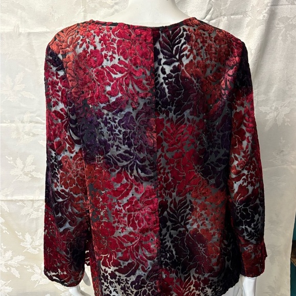 Carole Little Red and Purple Graphic Blouse with Long Sleeves Vintage - Picture 5 of 8